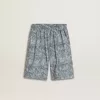 Pantalones cortos azules para niño con estampado blanco Pantalones cortos azules para niño con estampado blanco
