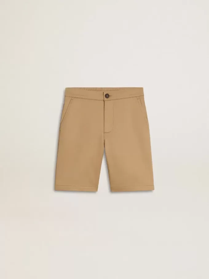 Pantalones cortos de algodón beige para niño Pantalones cortos de algodón beige para niño