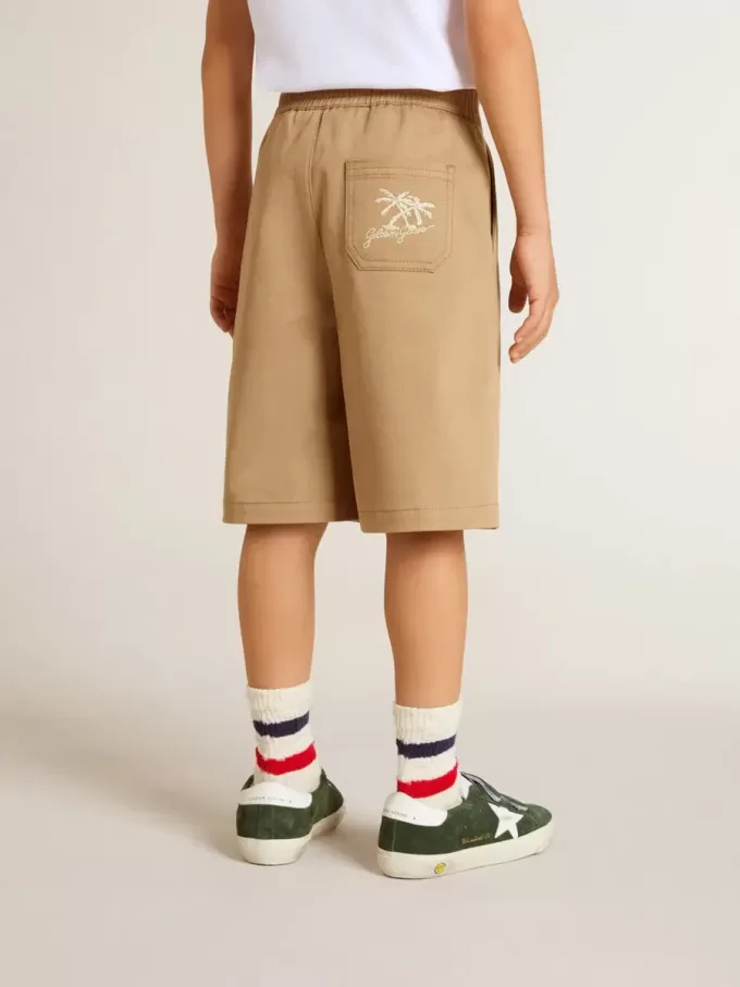 Pantalones cortos de algodón beige para niño Pantalones cortos de algodón beige para niño