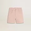 Pantalones cortos de algodón rosa con bordados para niña