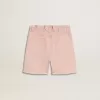 Pantalones cortos de algodón rosa con bordados para niña