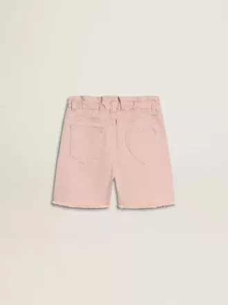 Pantalones cortos de algodón rosa con bordados para niña
