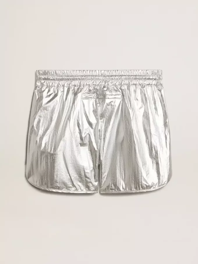 Pantalones cortos de running para hombre en tejido plateado Pantalones cortos de running para hombre en tejido plateado