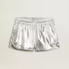 Pantalones cortos de running para mujer en tejido plateado