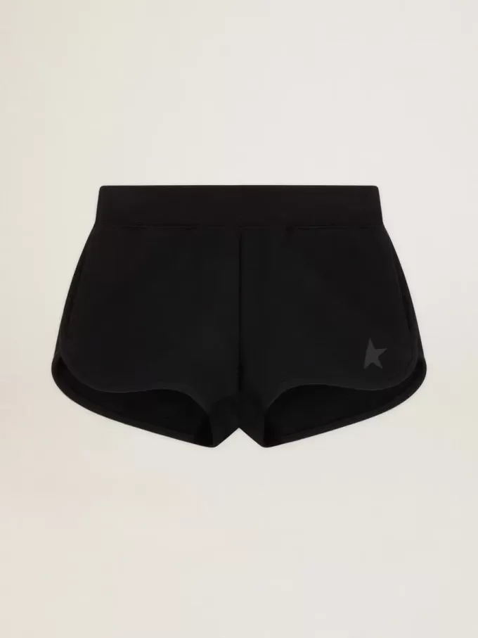 Pantalones cortos negros para mujer con estrella tono sobre tono