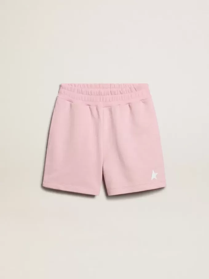 Pantalones cortos para niña en rosa con estrella blanca