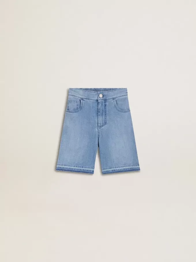 Pantalones cortos vaqueros para niño con bordado en la parte trasera