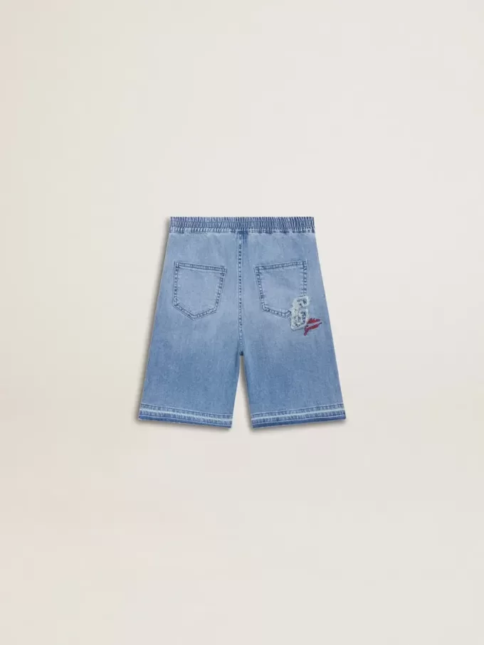 Pantalones cortos vaqueros para niño con bordado en la parte trasera