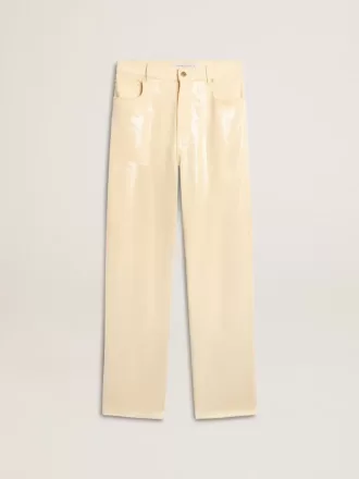 Pantalones crudo con lentejuelas transparentes por toda la prenda