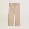 Pantalones de algodón beige con bordado para niña