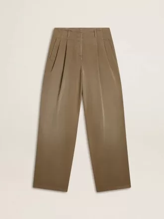 Pantalones de algodón caqui para mujer