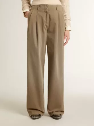Pantalones de algodón caqui para mujer