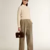 Pantalones de algodón caqui para mujer