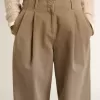 Pantalones de algodón caqui para mujer
