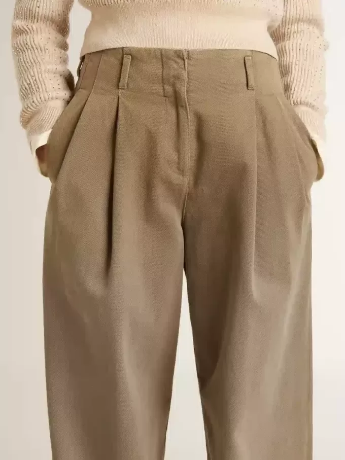 Pantalones de algodón caqui para mujer