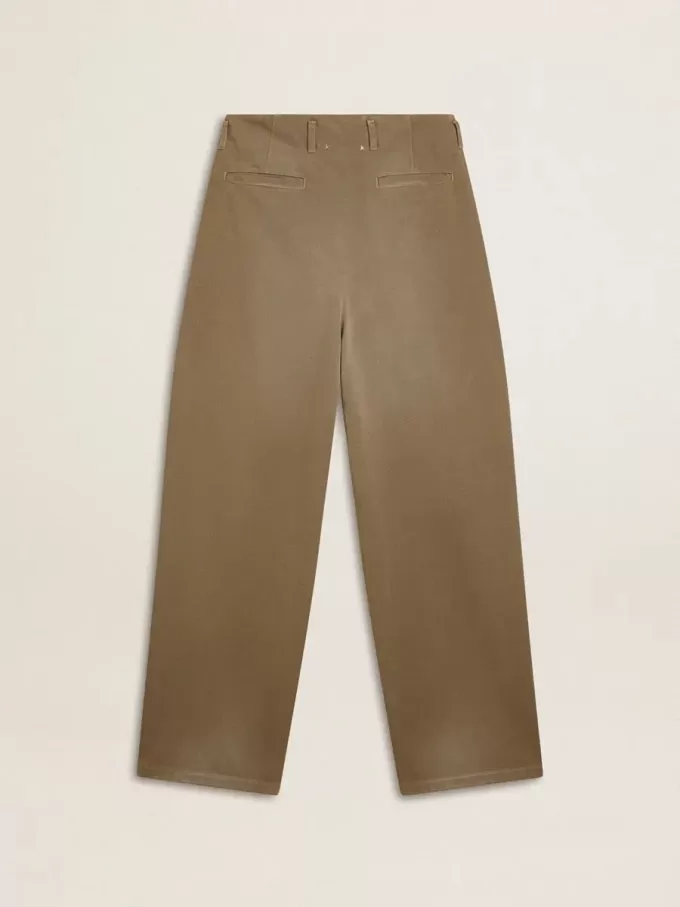 Pantalones de algodón caqui para mujer