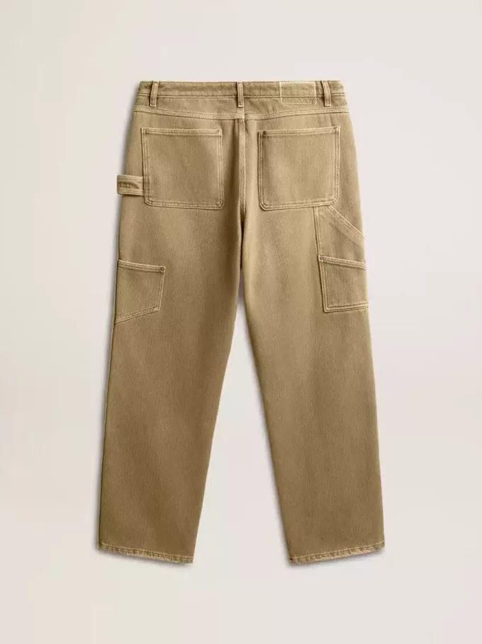 Pantalones de algodón con efecto desgastado para hombre