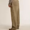Pantalones de algodón con efecto desgastado para mujer