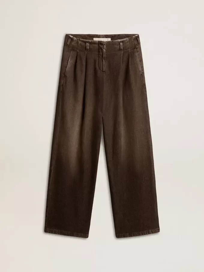 Pantalones de algodón de lavado medio para mujer