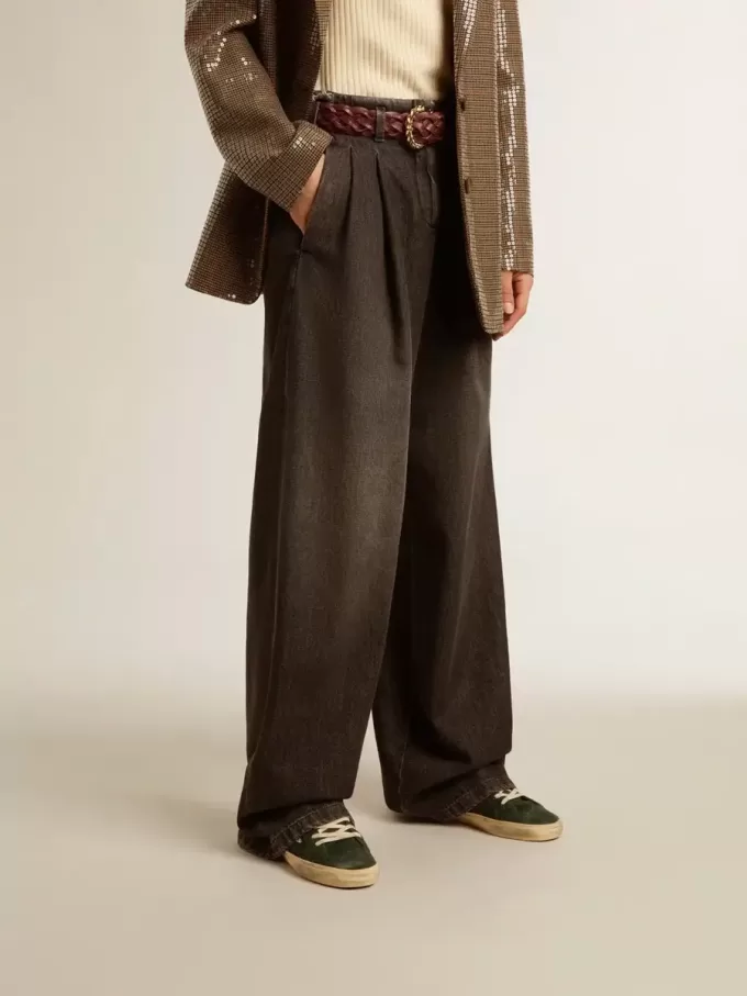 Pantalones de algodón de lavado medio para mujer