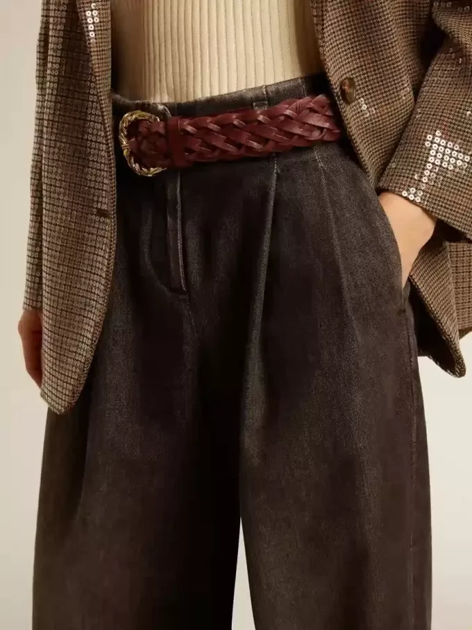 Pantalones de algodón de lavado medio para mujer