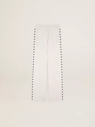 Pantalones de chándal blancos para mujer con estrellas en los laterales