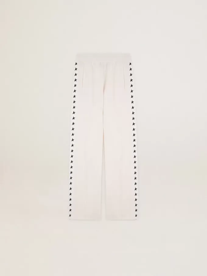 Pantalones de chándal blancos para mujer con estrellas en los laterales