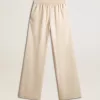 Pantalones de chándal de seda y viscosa beige claro para mujer. Pantalones de chándal de seda y viscosa beige claro para mujer.