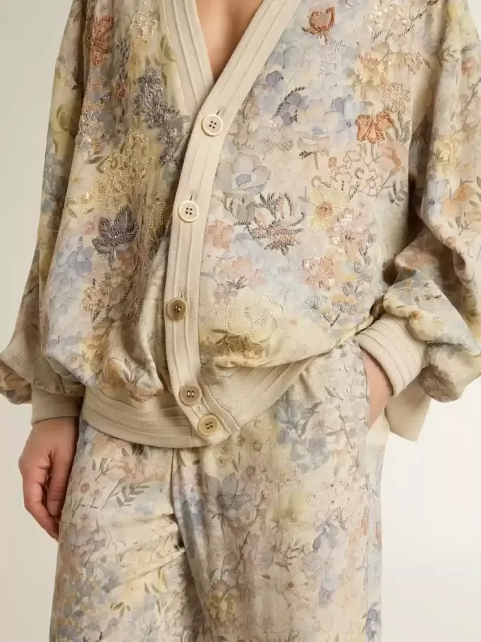 Pantalones de chándal multicolor para mujer con estampado floral