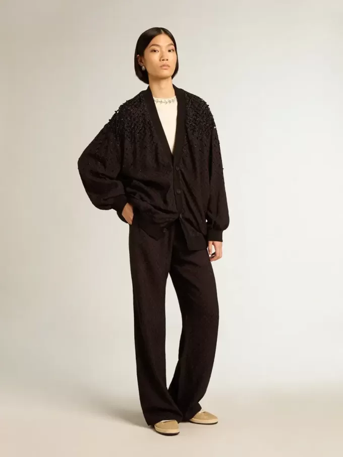 Pantalones de chándal negros de viscosa para mujer