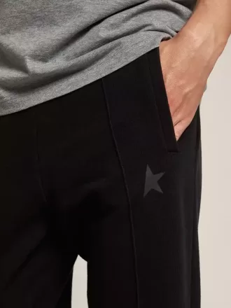 Pantalones de chándal negros para hombre con estrella en la parte delantera