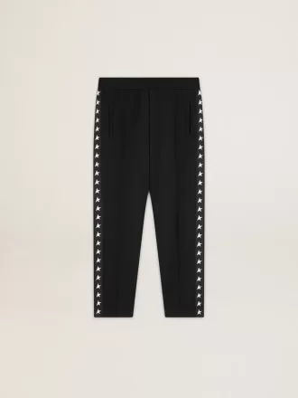 Pantalones de chándal negros para hombre con estrellas blancas en los laterales