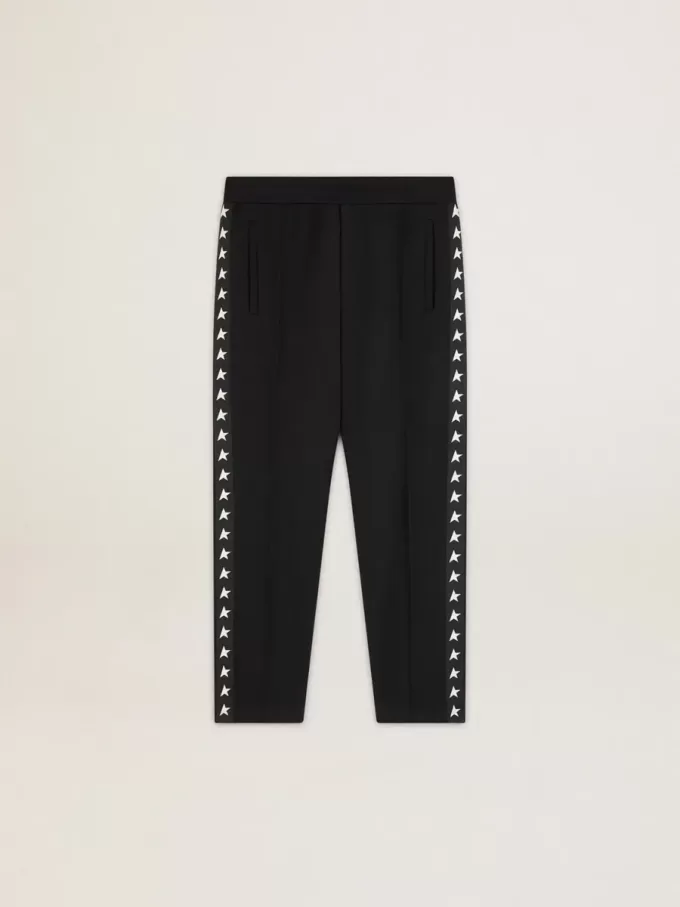 Pantalones de chándal negros para hombre con estrellas blancas en los laterales Pantalones de chándal negros para hombre con estrellas blancas en los laterales