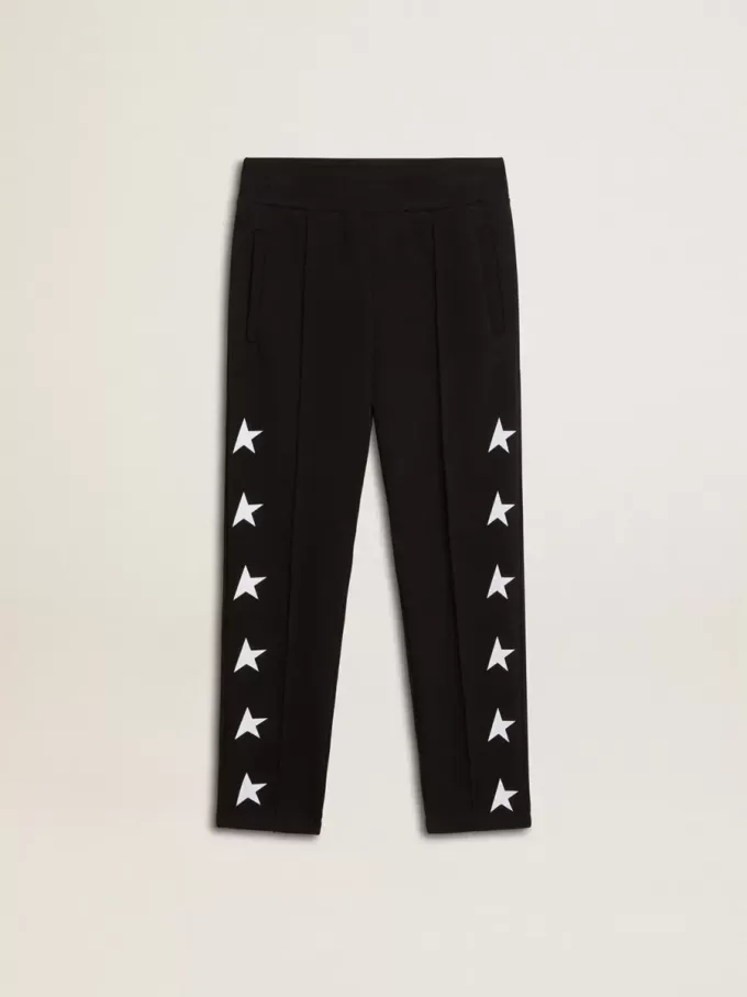 Pantalones de chándal negros para niño con estrellas blancas