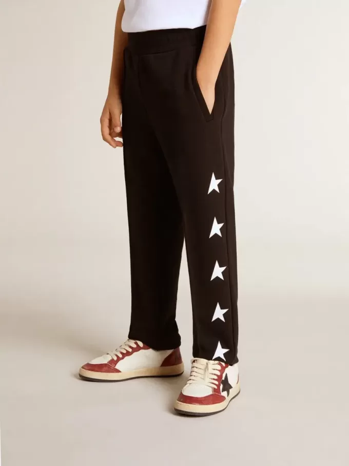 Pantalones de chándal negros para niño con estrellas blancas