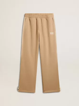 Pantalones de chándal para hombre en color beige claro con logotipo blanco