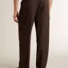 Pantalones de chándal para hombre en lana marrón oscuro con diseño de rayas finas