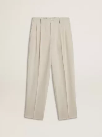 Pantalones de chándal para hombre en mezcla de lana caqui