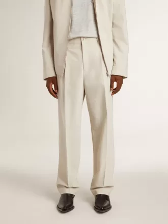 Pantalones de chándal para hombre en mezcla de lana caqui