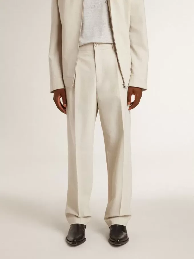 Pantalones de chándal para hombre en mezcla de lana caqui Pantalones de chándal para hombre en mezcla de lana caqui