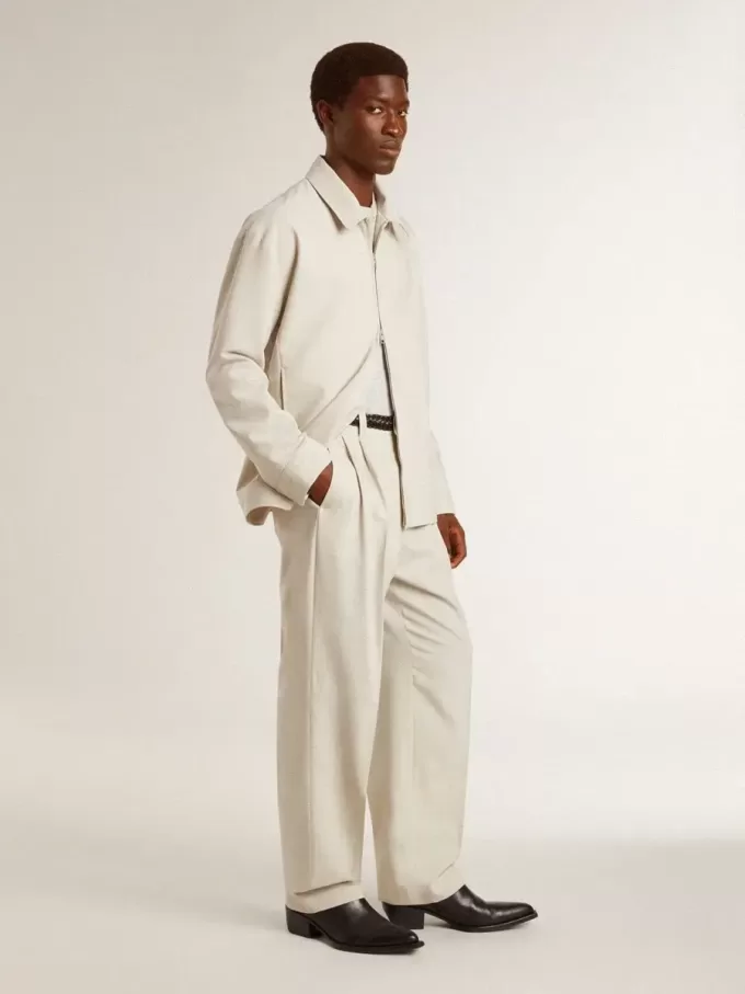 Pantalones de chándal para hombre en mezcla de lana caqui Pantalones de chándal para hombre en mezcla de lana caqui