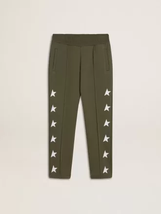 Pantalones de chándal para niño en verde militar con estrellas blancas
