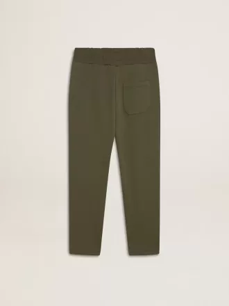 Pantalones de chándal para niño en verde militar con estrellas blancas
