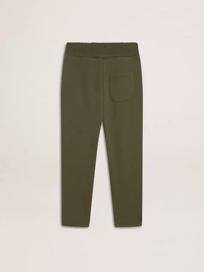 Pantalones de chándal para niño en verde militar con estrellas blancas