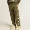 Pantalones de chándal para niño en verde militar con estrellas blancas