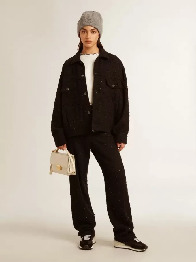 Pantalones de denim de algodón para mujer con adornos de cristales y piedras Pantalones de denim de algodón para mujer con adornos de cristales y piedras