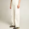 Pantalones de denim de algodón para mujer en color blanco óptico