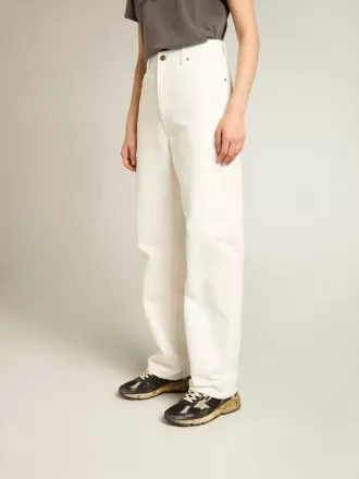 Pantalones de denim de algodón para mujer en color blanco óptico