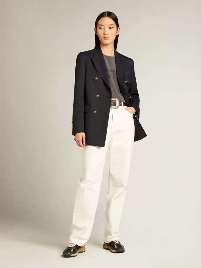 Pantalones de denim de algodón para mujer en color blanco óptico