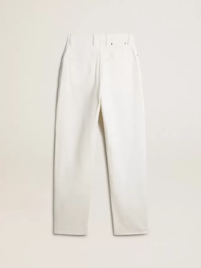 Pantalones de denim de algodón para mujer en color blanco óptico